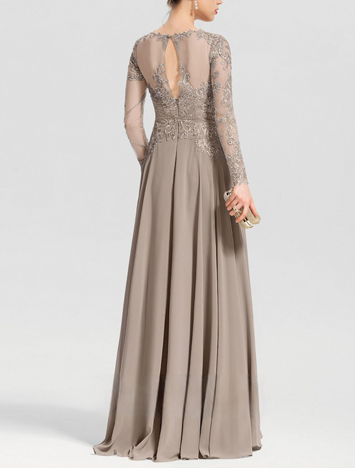 Etui-Säule, elegantes Kleid für die Brautmutter, Hochzeitsgast-Abendkleid, bodenlang, Perlenapplikationen, 2025, kostenlos individuell gestaltet