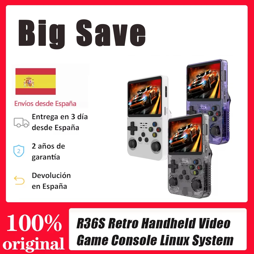 Retro przenośna konsola gra wideo R36S System Linux ekran IPS przenośny kieszonkowy odtwarzacz 64 GB wstępnie załadowane gry 3.5 Cal