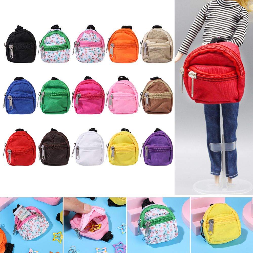 Mini mochilas con cremallera para muñecas, lindas mochilas escolares para muñecas, estuche de viaje, accesorios para muñecas, suministros para juegos de muñecas