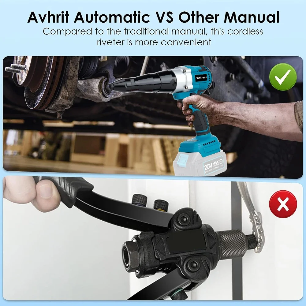 Brushless Electric Rivet Gun, Cordless Rivet Nut Gun, Broca Insert, Rebitagem Automática, Ferramentas Elétricas para Makita, 18V, Sem Bateria