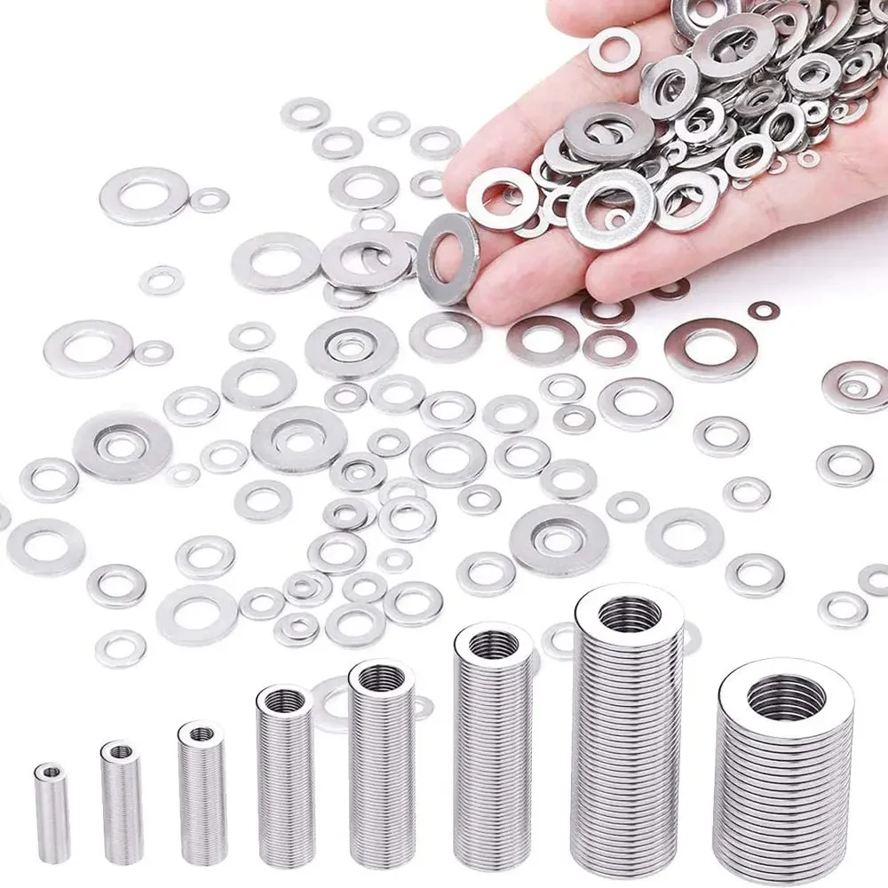 180pcs สแตนเลสสตีลซีล Solid ปะเก็นเครื่องซักผ้า M2 M2.5 M3 M4 M5 M6 M8 M10 Sump Plug น้ํามันสําหรับซ่อมทั่วไปซีลแหวนชุด