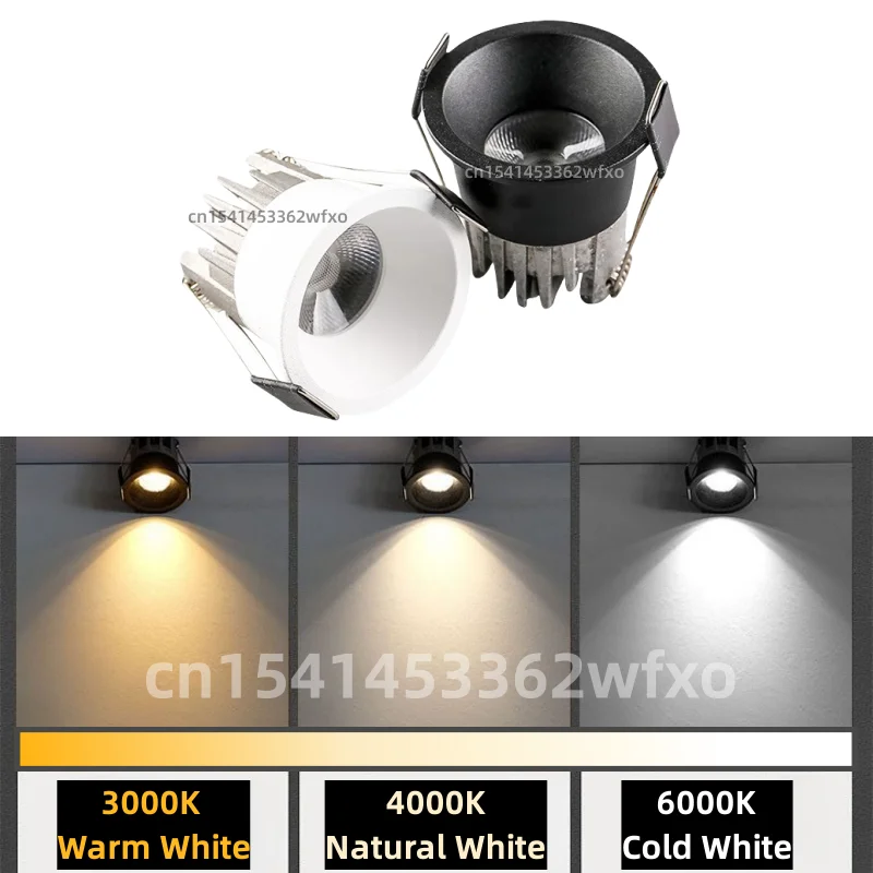 Mini luz empotrable LED regulable 3W5W7W10W, foco de luz de techo antideslumbrante, bombilla empotrable COB en dormitorio, cocina, gabinete de vino