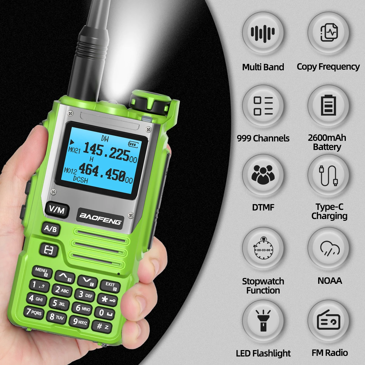 Baofeng UV-K61 Walkie Talkie Long Range Multi Band Wireless Kopierfrequenz AM 999CH Tragbares Zwei-Wege-Amateurfunk für Camping