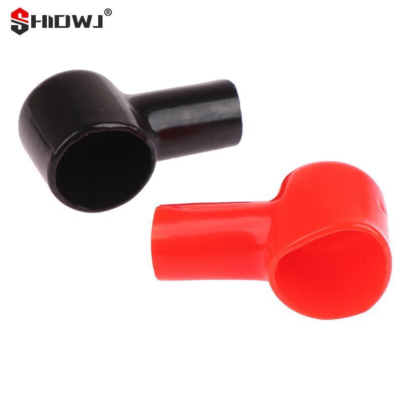 2Pcs Car Battery Insulating Cover Red Black Terminal Boot Round Rubber PVC Cable Lug Protector Cover Lug Caps Auto Accessories