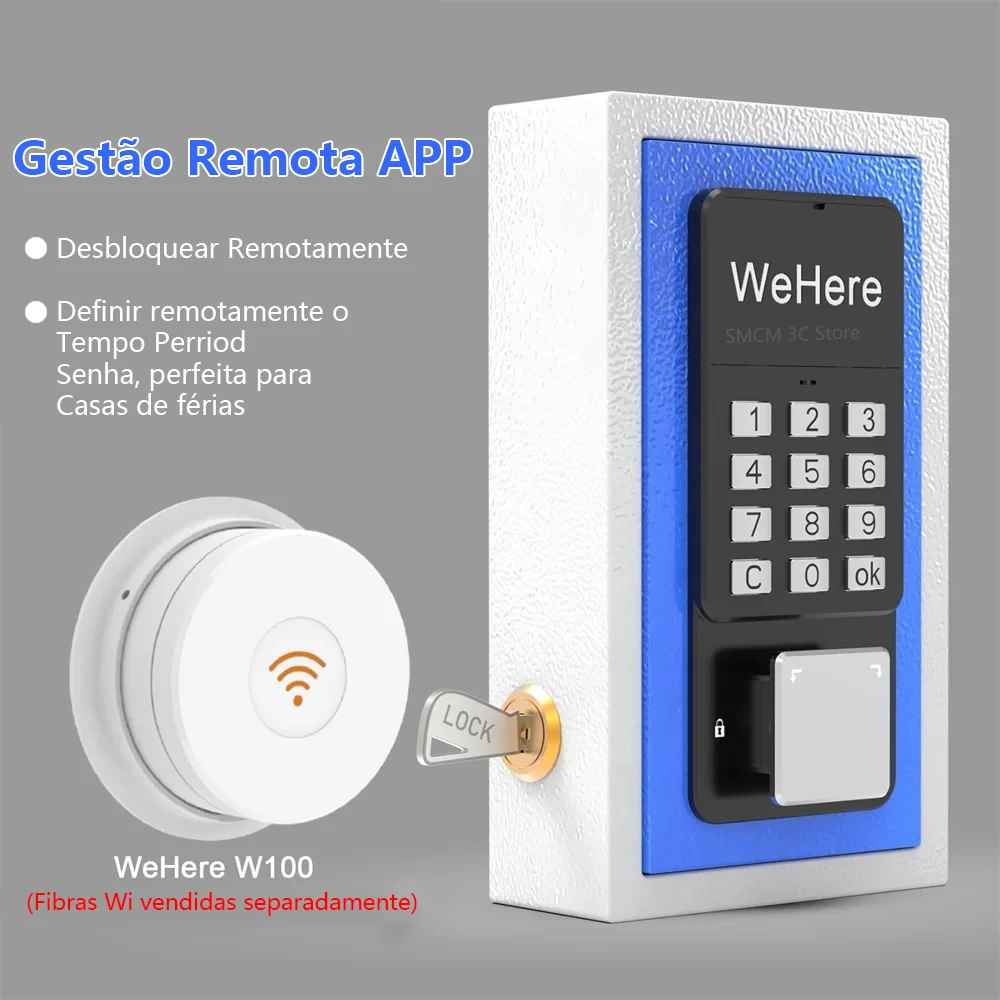 WeHere-Smart Key Safe Box, Telefone Controle Remoto, Caixas de Segurança WiFi, Senha, Eletrônico Wall-montado Lock Boxes