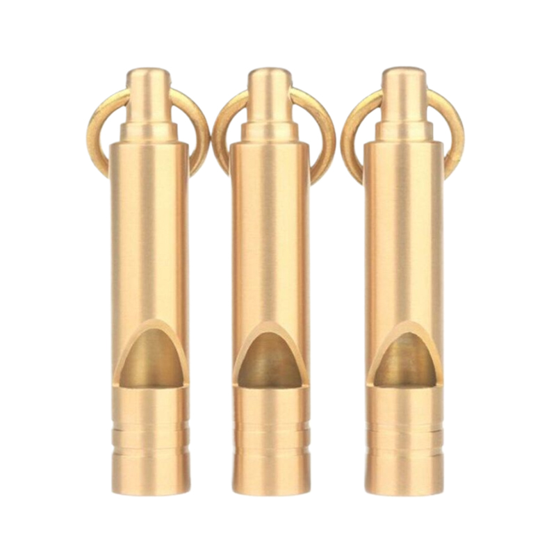 Sifflet de survie d'urgence multifonctionnel en laiton, 1 pièce, porte-clés Portable, outils d'extérieur, sifflet pour Camping et randonnée