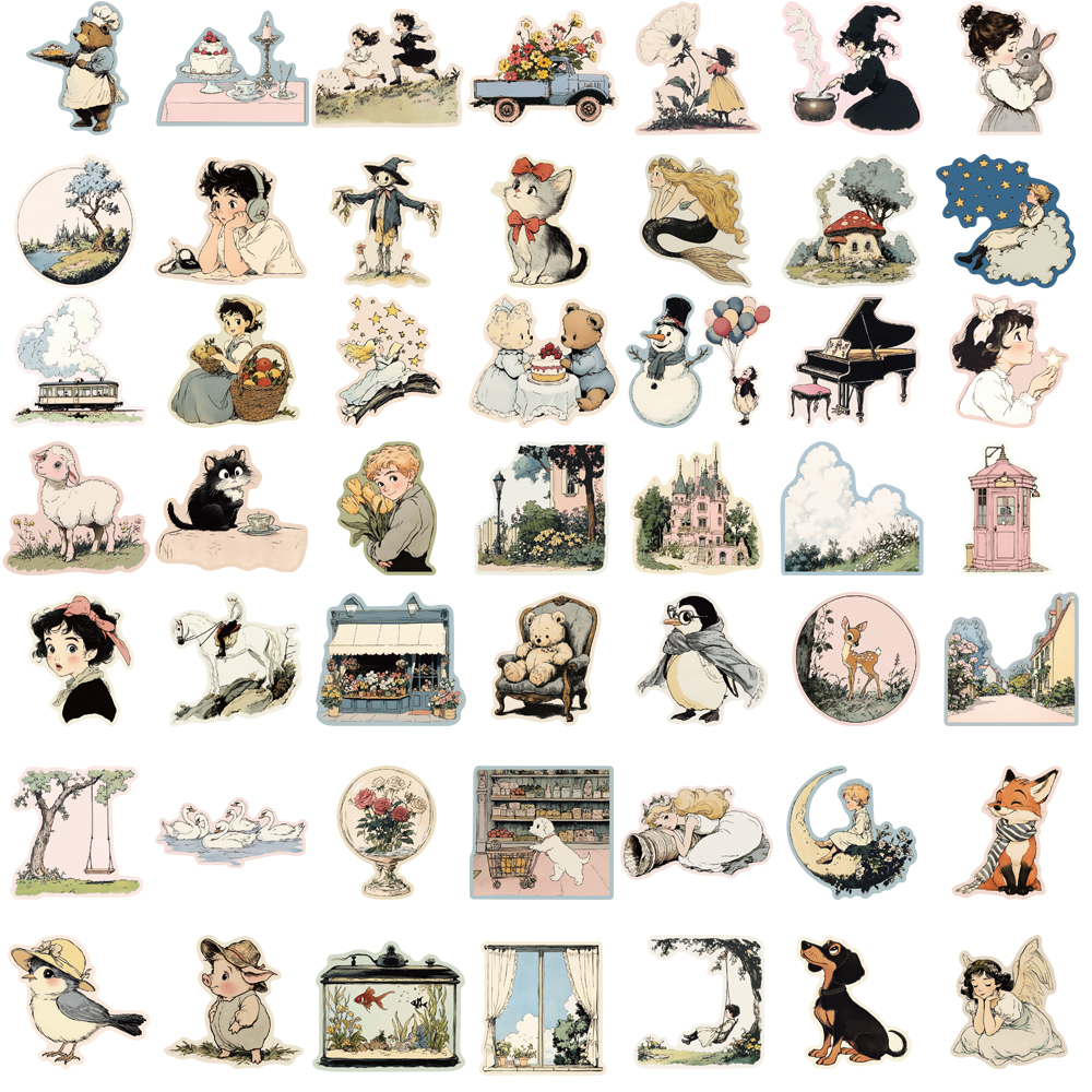 50PCS Comic World Sticker Graffiti Esthetische Lezen Laptop Bagage Scrapbooking Decals Waterdichte Bagage Telefoon Decals ﻿