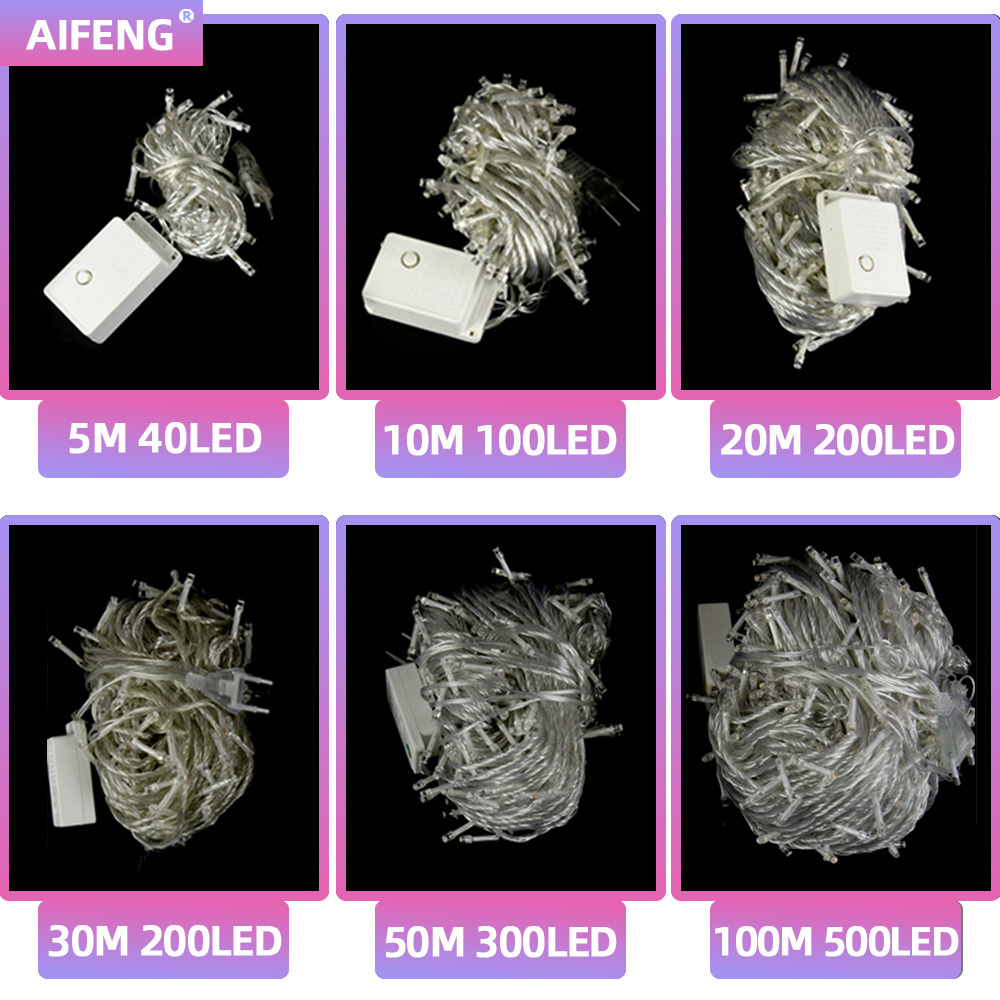 10 м, 20 м, 30 м, 50 м, 100 м, рождественские гирлянды, светодиодные гирлянды, гирлянда, гирлянда, уличное декоративное освещение для свадебной вечеринки