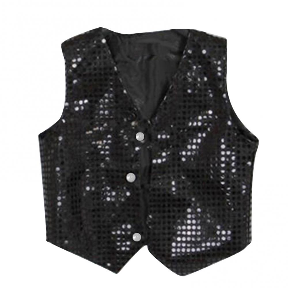 Chaleco con lentejuelas para niños y niñas, chaleco de Hip Hop, Jazz, baile callejero, cumpleaños, Navidad, Halloween, puesta en escena, chaleco brillante