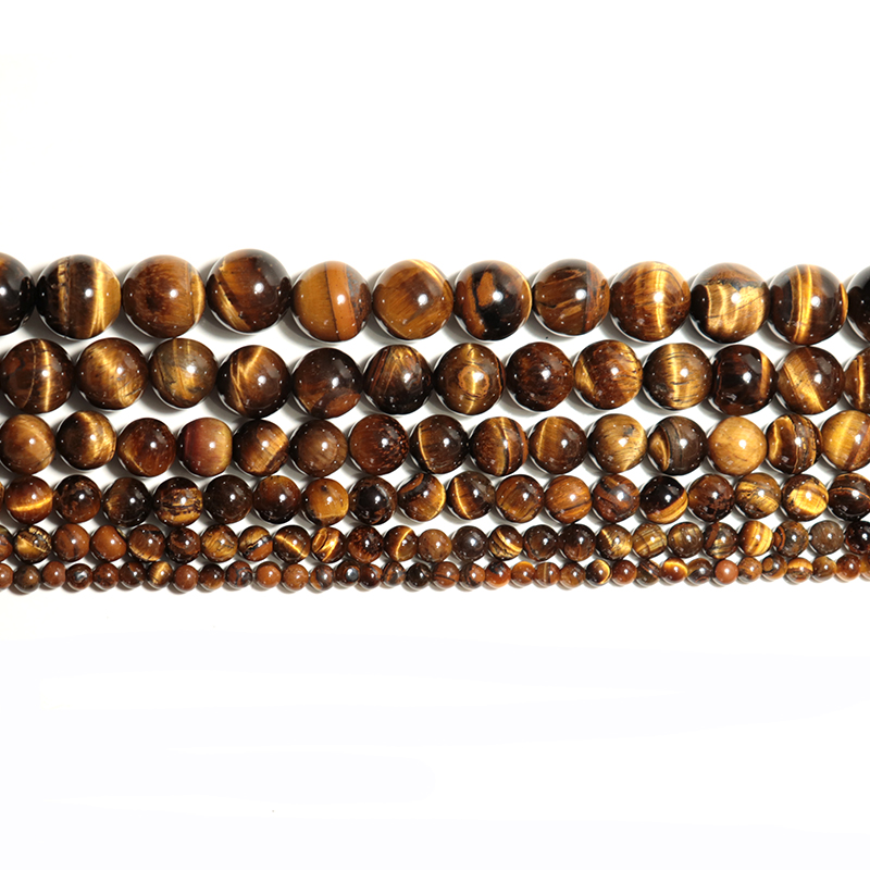 4mm/6mm/8mm/10mm/12mm/14mm Real Natural Tiger eye Stone Beads For Jewelry Making Brown Smooth Beaded Armbandjes Maken Perles
