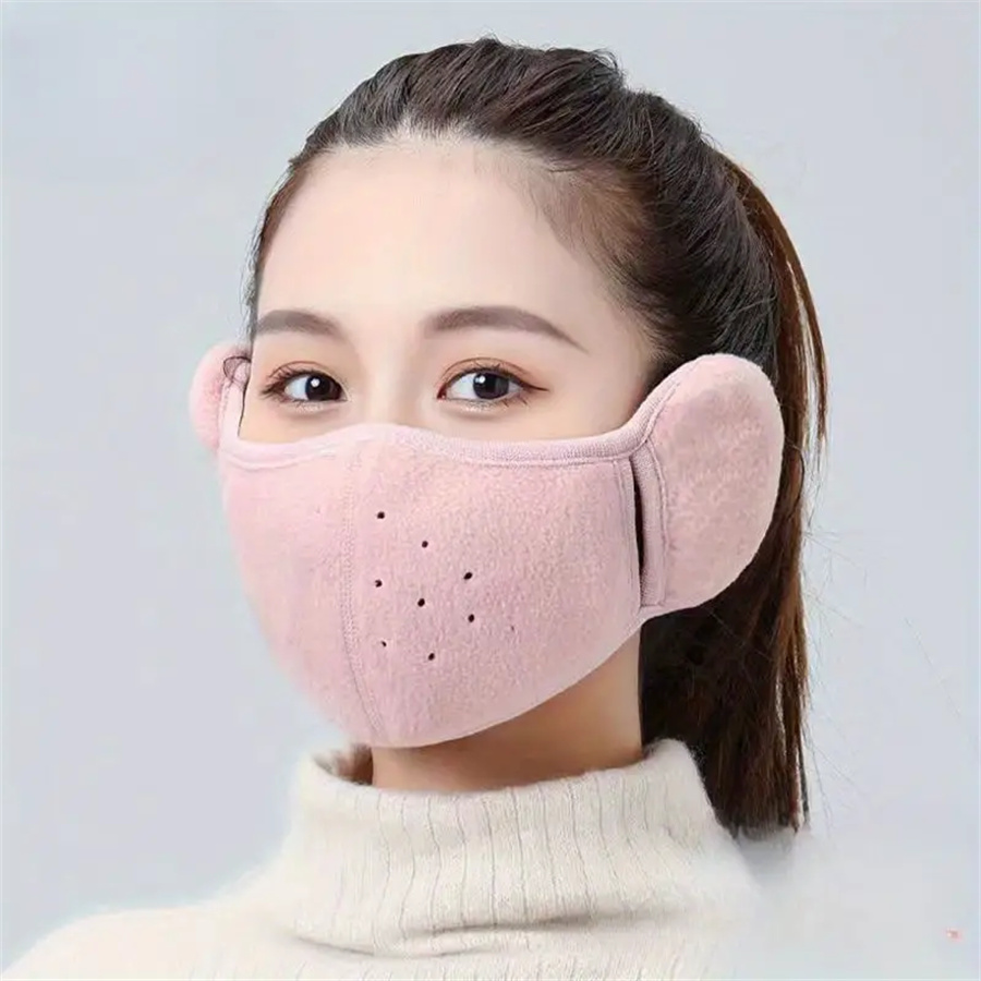 1pc inverno quente máscara de lã earmuffs cor sólida unisex máscara à prova de frio ao ar livre ciclismo caminhadas máscara de esqui feminino masculino orelha mais quente