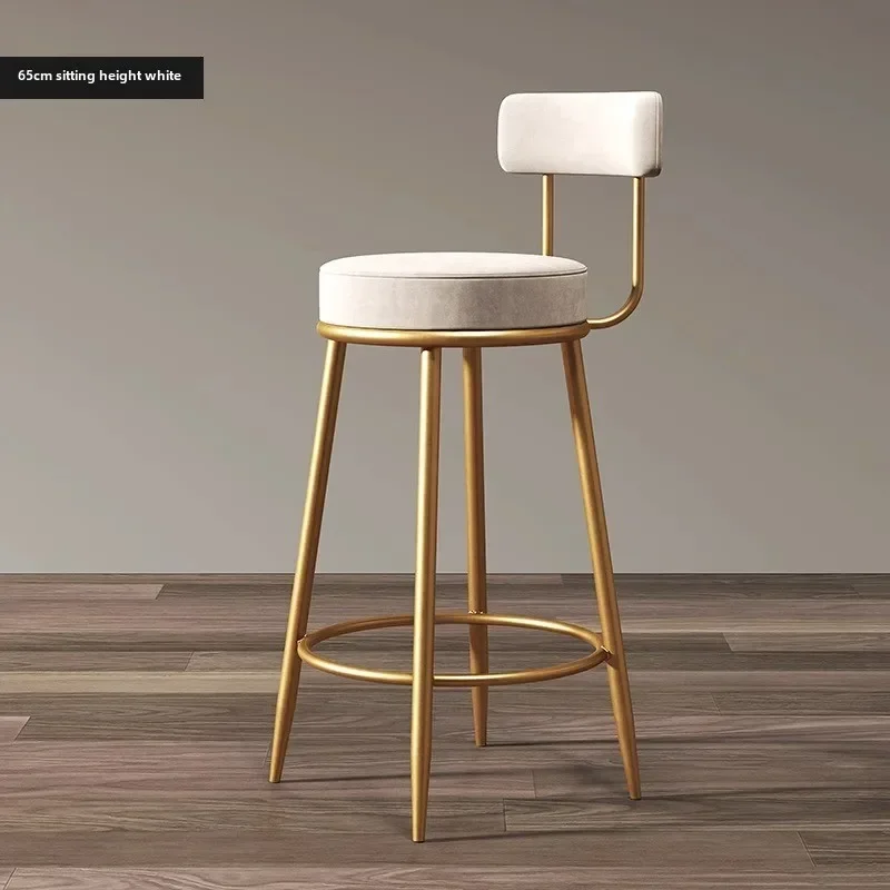 Nordic Velvet Bar Stools Counter Heightend Bar Chairs Upholstered Stools with Gold Legs for Modern Home Bar Luxury Seating