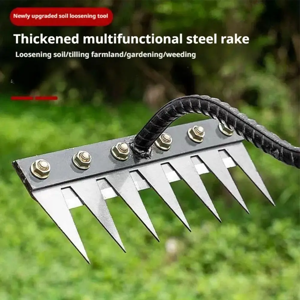 5/6/7/8 Teeth Carbon Steel Garden Hand Rake Farm Tool For Garden Ground Loosen Soil Weeding Agricultural Tools