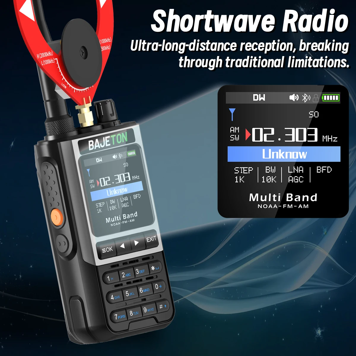 BAJETON BJ-8300 Walkie Talkie 10 W Tri Power SW MW LW AM SSB CB Empfangen Drahtlose Bluetooth Telefon Programmierung NOAA Zwei Weg Radio