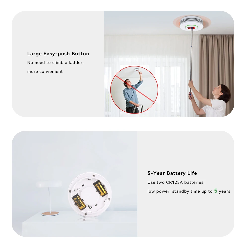 Meian Tuya Zigbee 연기 감지기 화재 예방 연기 감지기 화재 경보 홈 보안 시스템 스마트 라이프를위한 소방관 작업