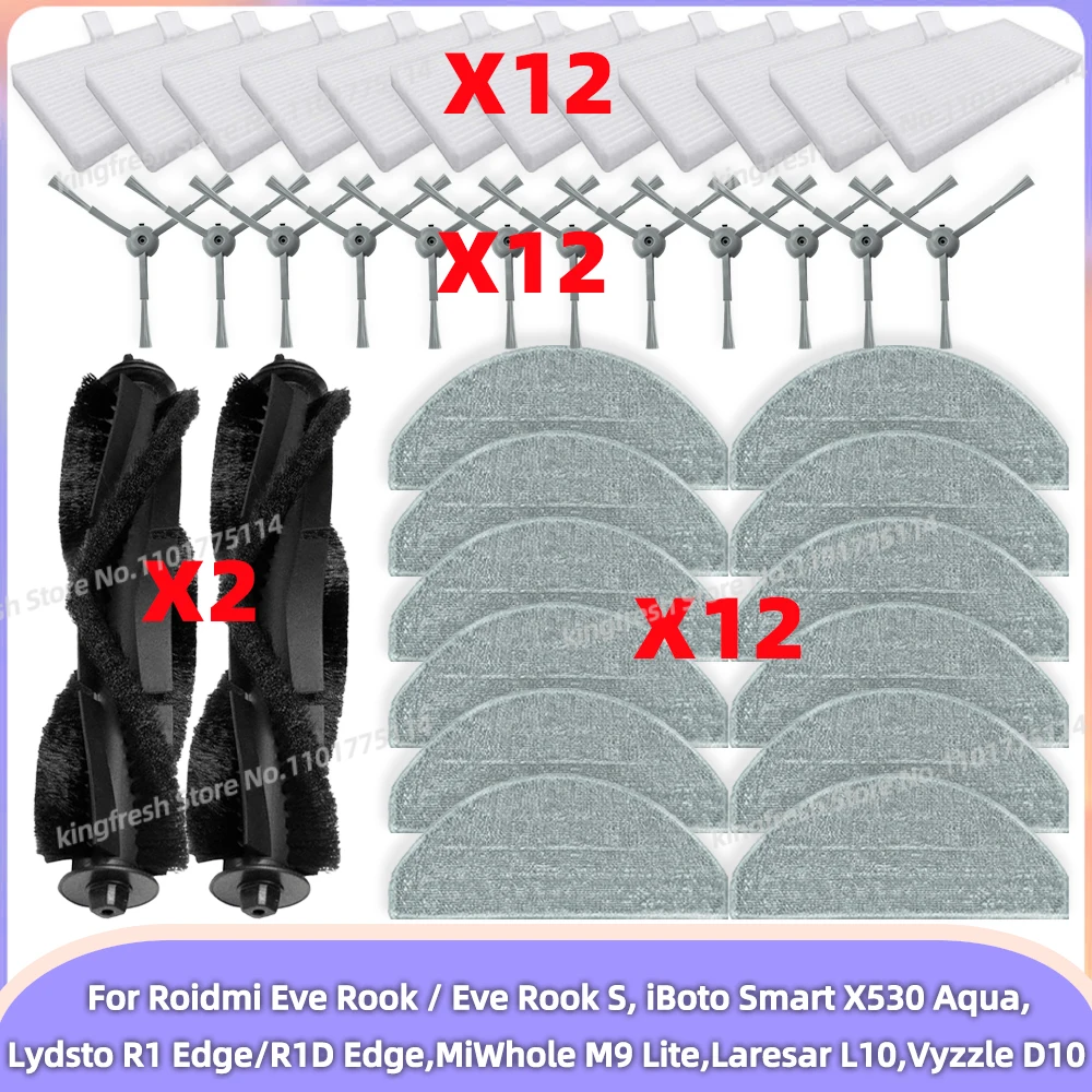 Fit For Lydsto R1D Edge /MiWhole M9 Lite/Laresar L10/Vyzzle D10/ iBoto Smart X530 Aqua Parts Filter Brush Mop Cloth