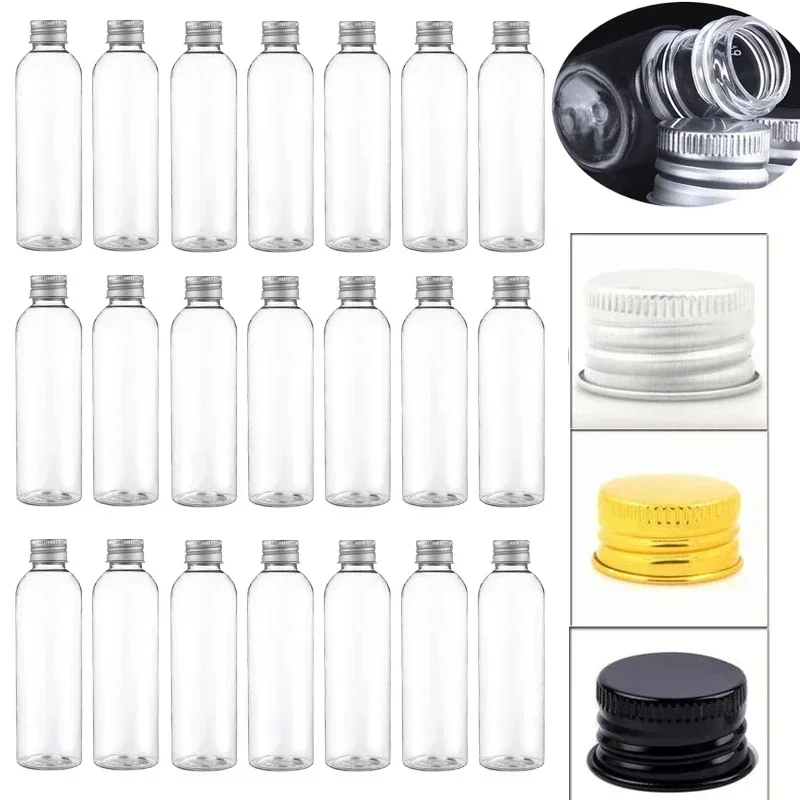 Mini botella de plástico de 5ml-250ML con tapas de rosca de aluminio, viales de muestra portátiles, envases cosméticos de viaje para cremas de loción, 10 Uds.