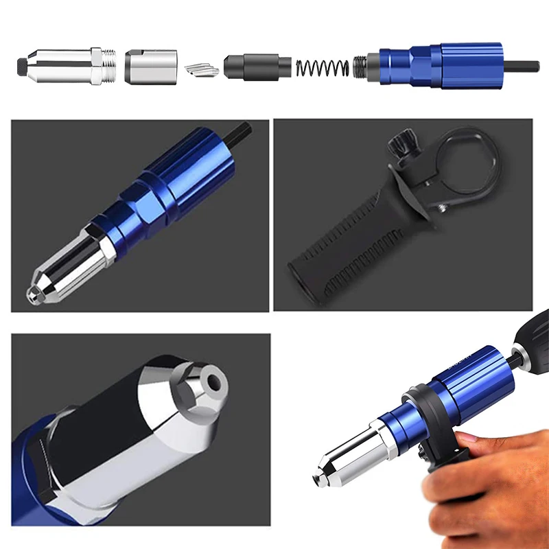 Pistolet à rivets électrique 2.4mm-4.8mm, adaptateur de perceuse à écrou à rivets, outil de rivetage sans fil, outil de rivetage de traction d'écrou d'insertion