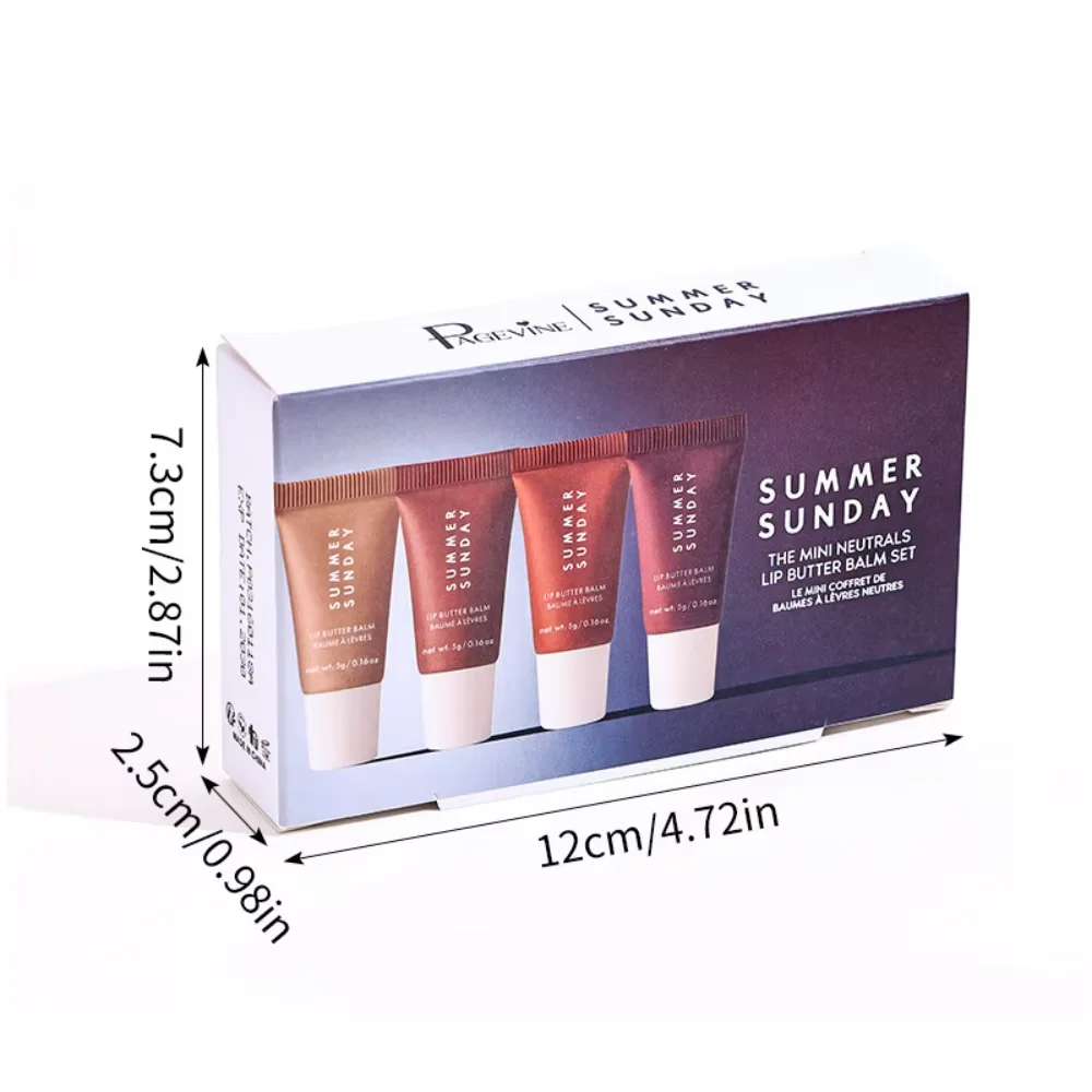 ชุดลิปบาล์มมินิ 4 ชิ้น กลิ่นวานิลลา สีเบจ น้ำตาลทราย บำรุงริมฝีปากชุ่มชื้น สำหรับฤดูร้อน จัดส่งเร็ว ชุดของขวัญ