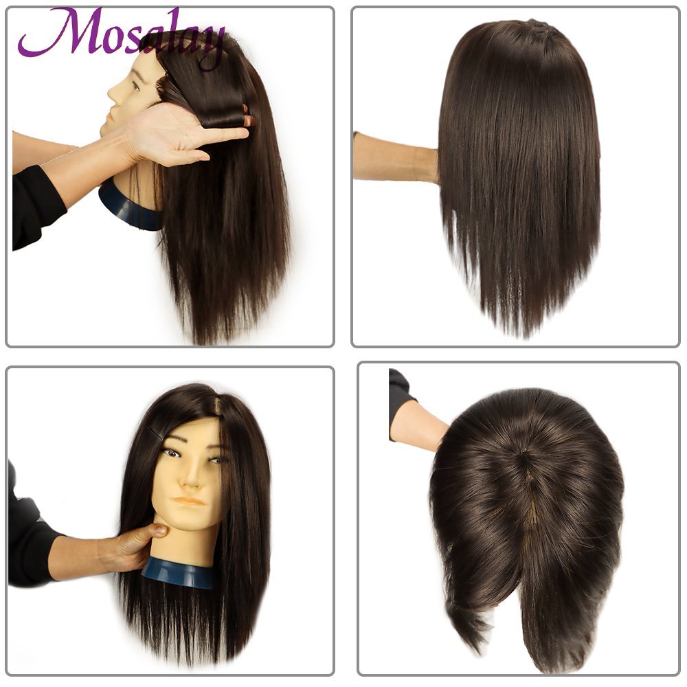 人工毛100% の男性用マネキンヘッド,理髪トレーニングヘッド,美容院,16インチ