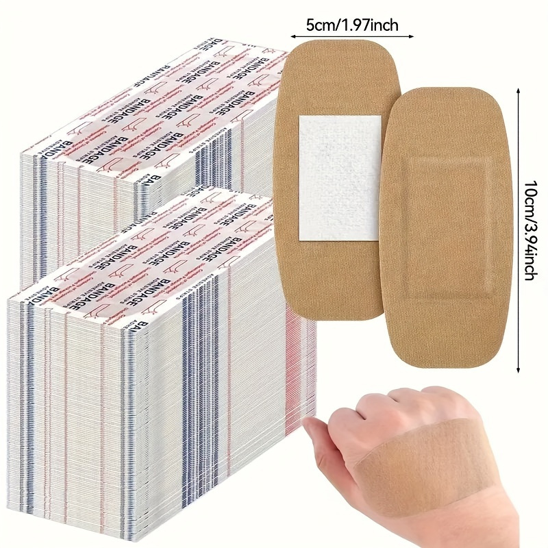 50pcs Extra-Large Waterproof & Breathable Bandages for Emergency Wound Care PE Material, Ideal for Sports Injuries & Outdoor Use