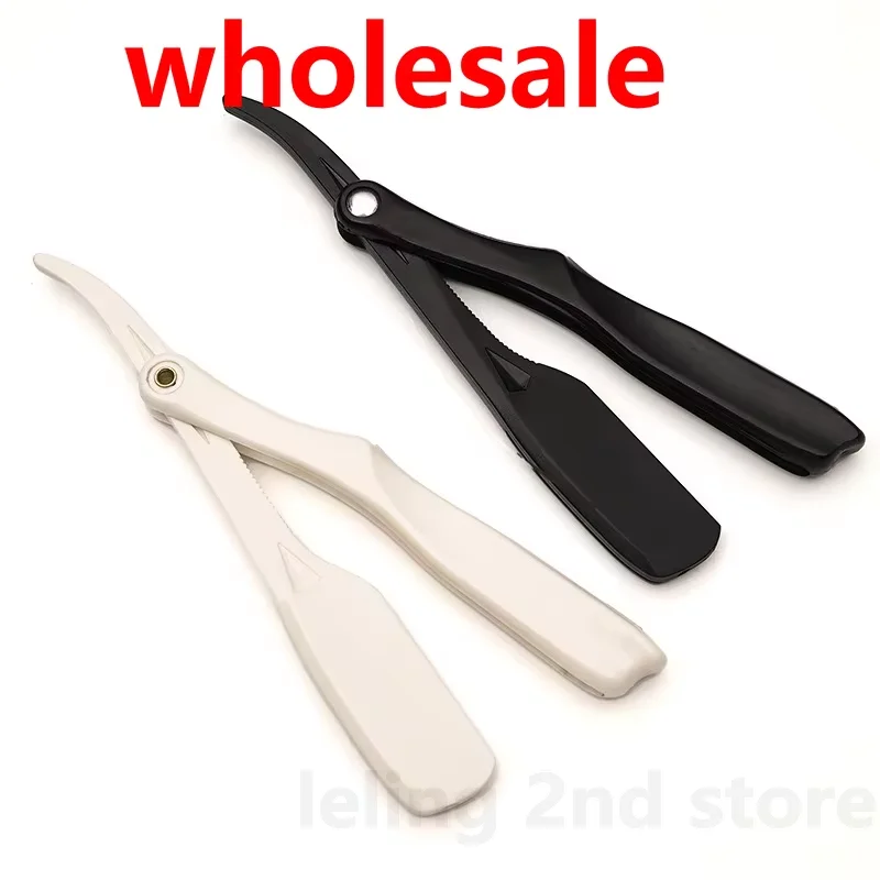 Afeitadora Manual profesional, maquinilla de afeitar de plástico con borde recto, cortador de barba plegable, maquinilla de afeitar recta, venta al por mayor