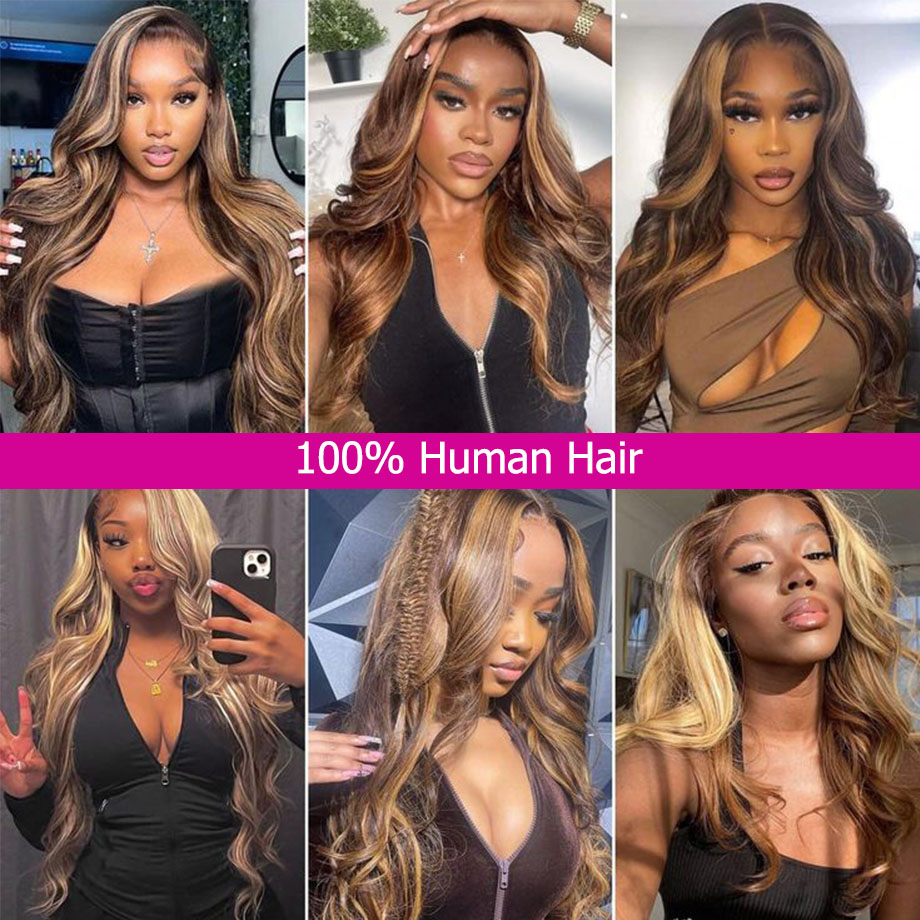30 Inch Gekleurde Hoogtepunt Menselijk Haar Pruiken Braziliaanse Body Wave Kant Voor Pruiken Voor Vrouwen 13X4 13X6 Hd Transparante Losse Golf Pruik