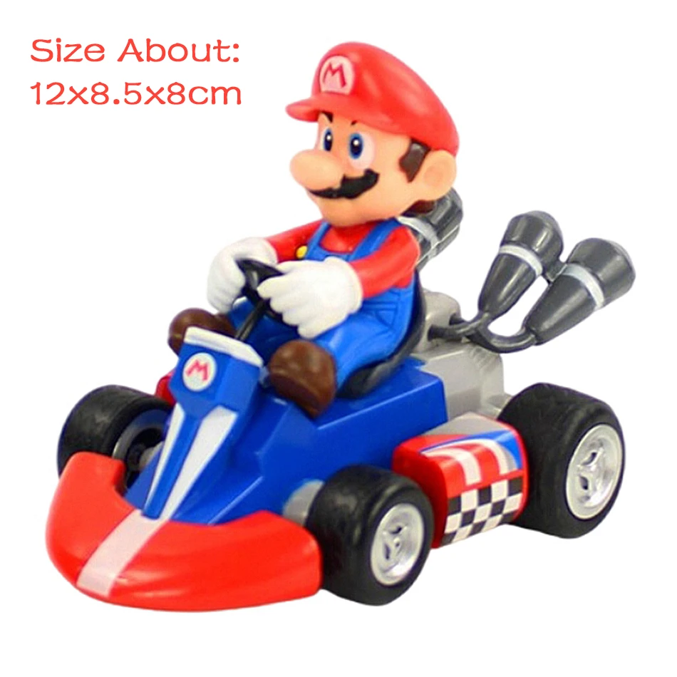 Super Mario ดึงกลับรถสีเขียว Yoshi Donkey Kong Bowser Luigi คางคกเจ้าหญิงพีช Action Figure ของเล่นอะนิเมะเกมตุ๊กตาเด็กของขวัญ