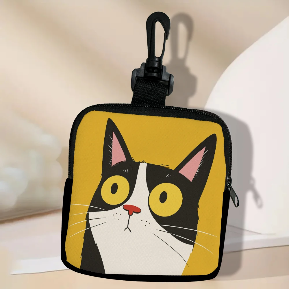 Cartoon Cat Pattern Printed Large Capacity Coin Wallet, Digital Printed Coin Purse Storage Bag Multi-Functional Wallet for Women