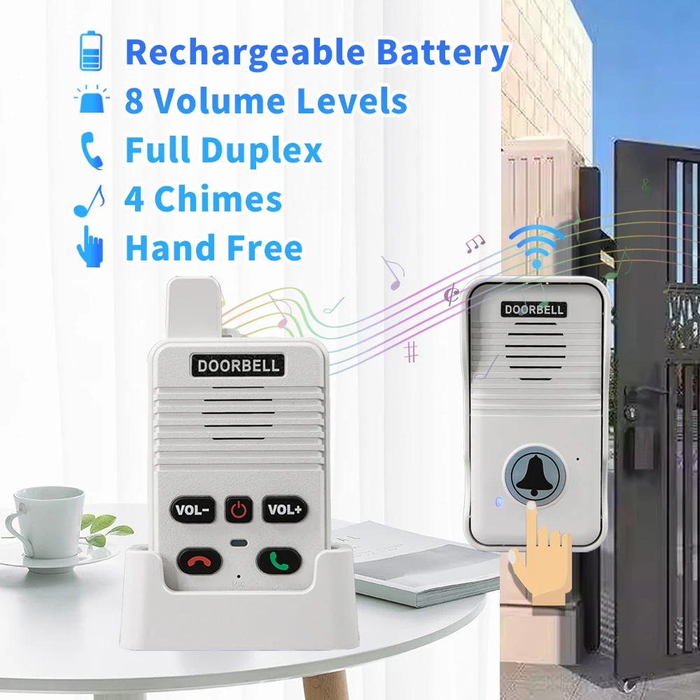 200 Meters Range Hand Free Two Way Wireless Doorbell Waterproof Home Apartment Intercom Factory Office Intercom System Doorbell