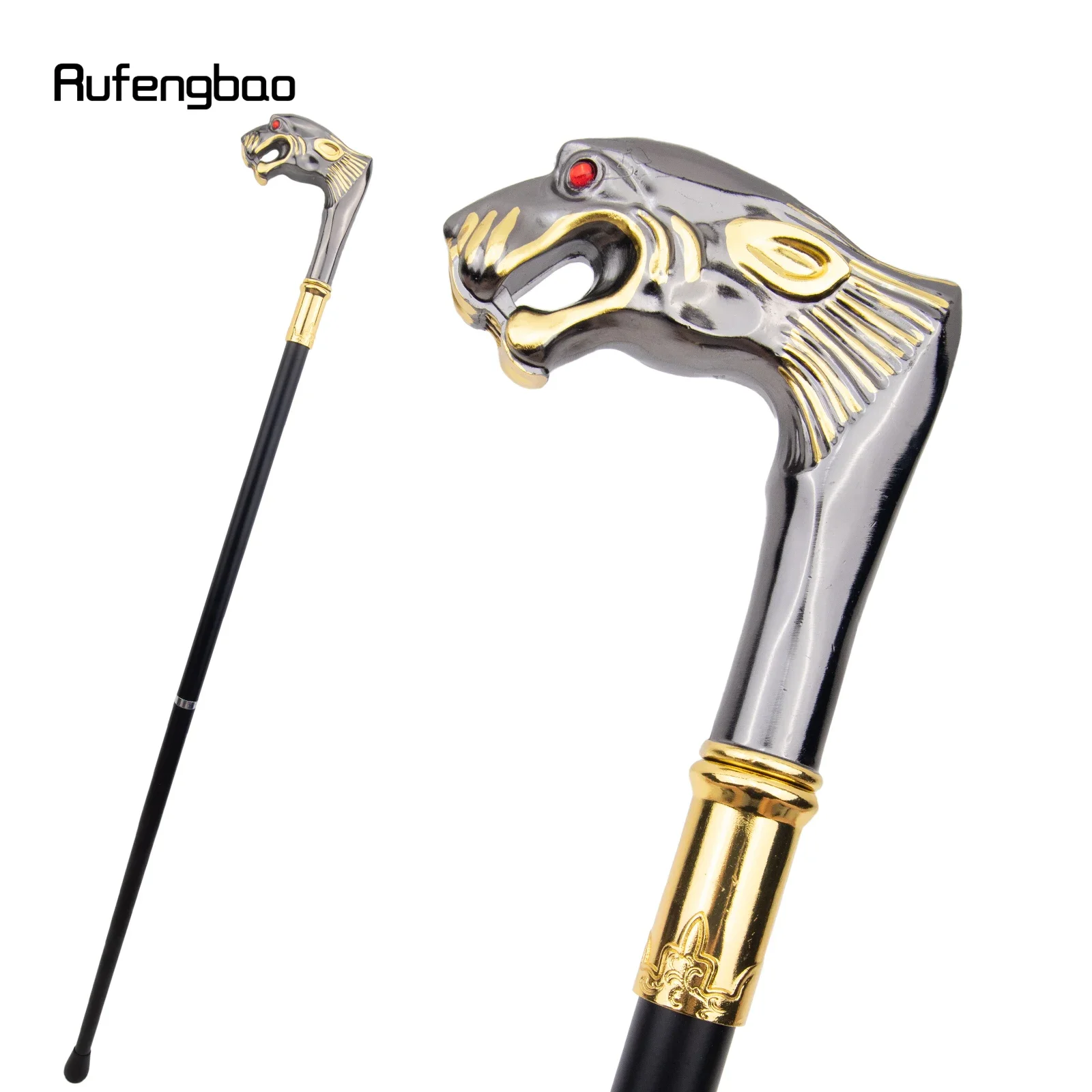 Bastón para caminar de Cosplay de moda de lujo, ojo rojo, leopardo negro dorado, bastón decorativo para fiesta, perilla de báculo elegante, 92cm