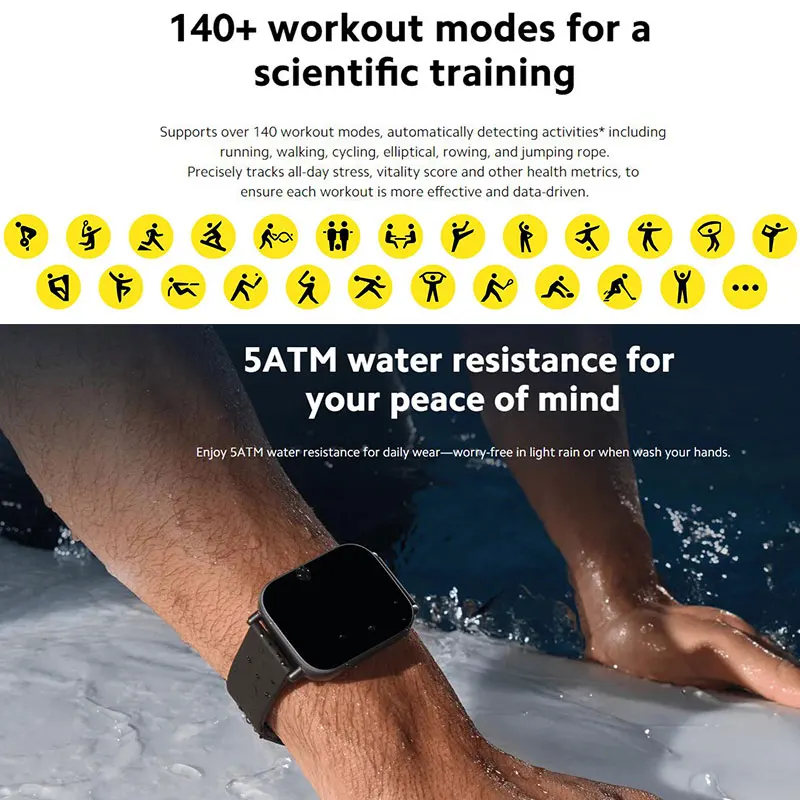 Versão global Xiaomi Redmi Watch 5 Display LCD ativo de 2 '' · bateria até 18 dias · Bluetooth ®   chamando mais de 140 modos de treino 470mAh