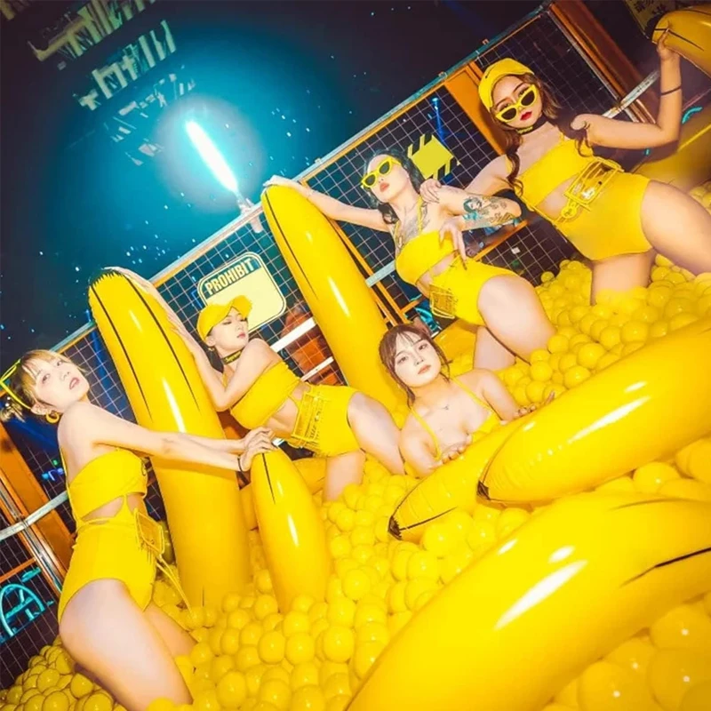 1 PC Inflatable กล้วย 60 ซม./180 ซม.กล้วยปลอมผลไม้ Props Inflatable ของเล่น Bachelorette PARTY เกม Toss แหวนของเล่น