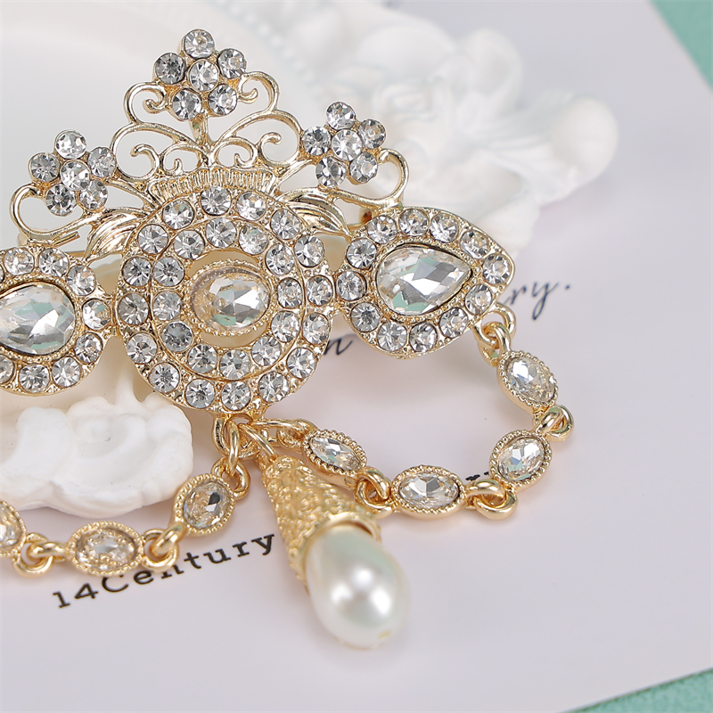 Brautbrosche, Schmuck, Blumenmuster, vergoldet, arabischer Stil, Hochzeitskleid, Anstecknadeln, Accessoires