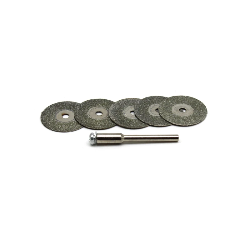 5 Stück 22 mm Diamant-Trennscheiben mit 1 Stück Verbindungsschaft Mini-Diamant-Sägeblatt abgeschnitten für Dremel Drill Fit Drehwerkzeug