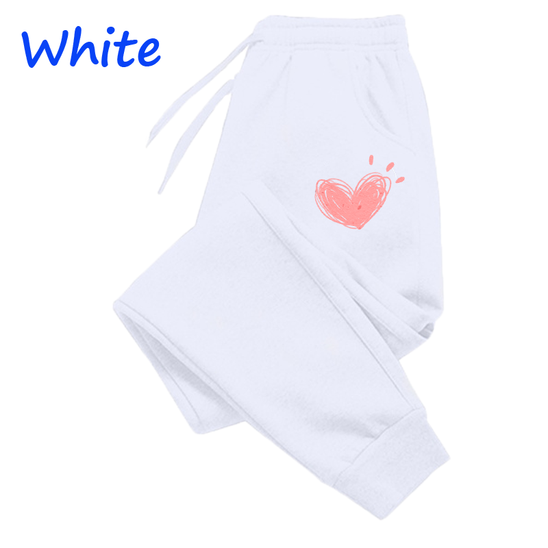 Women Cute Heart Printed Sweatpants Autumn Winter Cotton Long Pants Jogger Trousers Casual Sports Fitness Women Sweat Pants