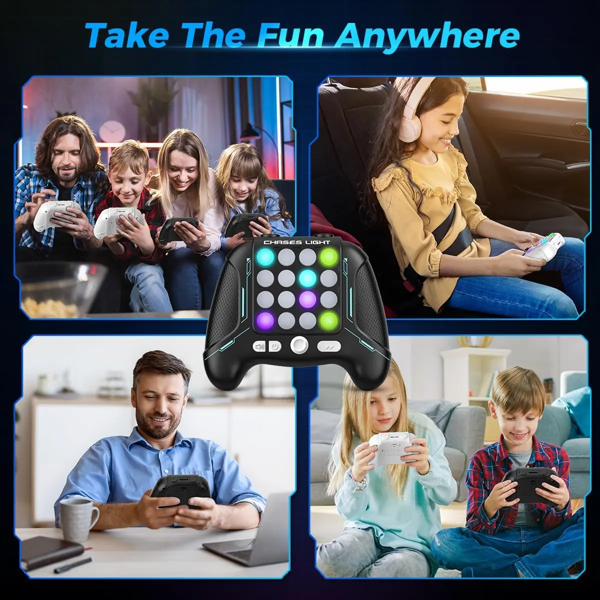 VATOS-Jouet de jeu Pop électrique pour enfants, 5 modes de jeu délibérément, contrôleur portable pour enfants de 6 ans et plus, 2x, Quick Push Fidget Game, déterminer