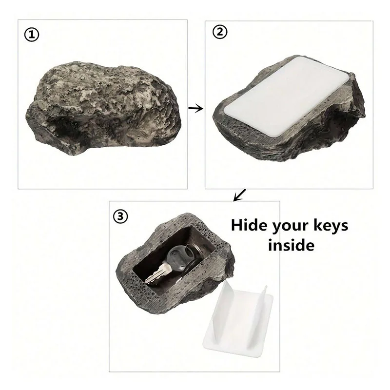 Boîte à clés en pierre de Simulation, boîte à clés de porte cachée pour cour extérieure, petite pierre en résine en forme de pierre, accessoires pour la maison cachés