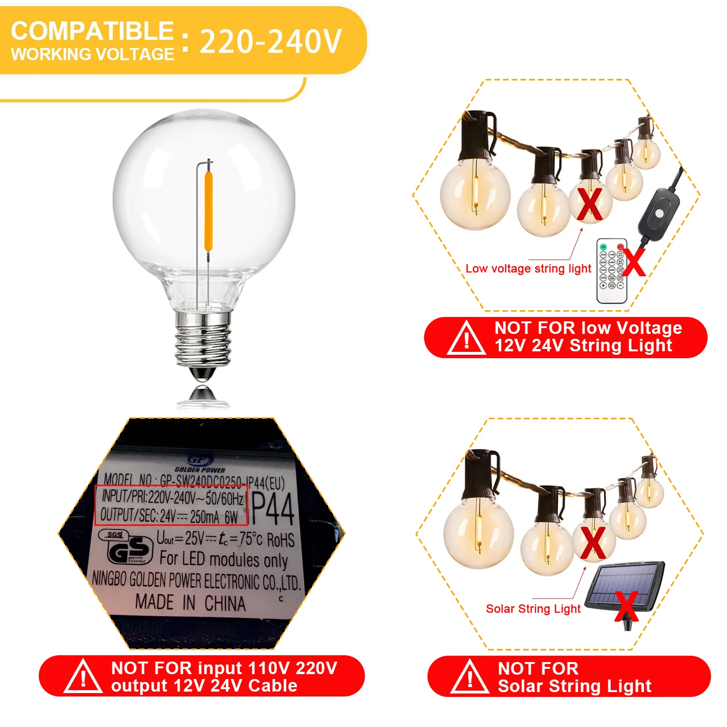 LED G40 1W PET Shatterproof Light Bulb E12 110V 220V Dimmable Waterproof Plastic Led Globe Outdoor String Light Replace Bulbs
