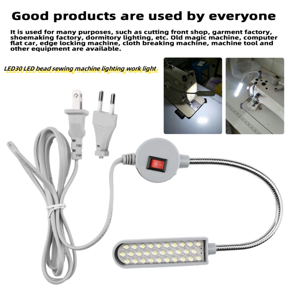 Luz de trabajo de iluminación para máquina de coser con cuentas LED30, base magnética fuerte, manguera larga que puede cambiar fácilmente la posición de iluminación