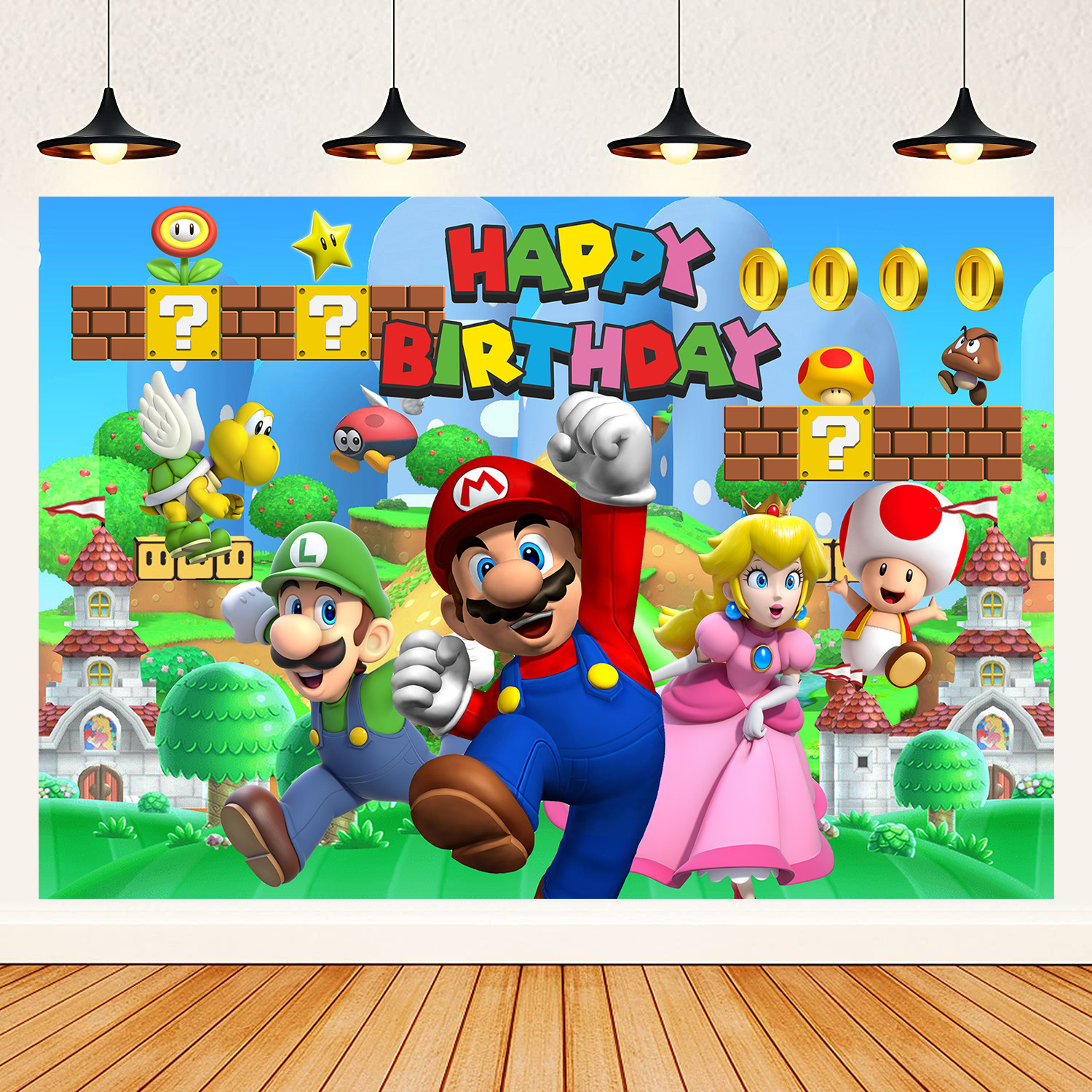 Super Marioed Bros-decoración para fiesta de cumpleaños, vajilla desechable, servilleta, mantel, telón de fondo, suministros de globos para Baby Shower