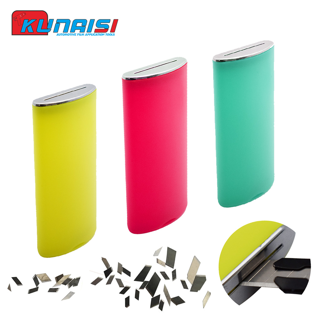 KUNAISI Metal Waste Blade Storage Box Safety Professional Blade Disposal Container Vinyl Carbon Fiber queegee Tool convenient