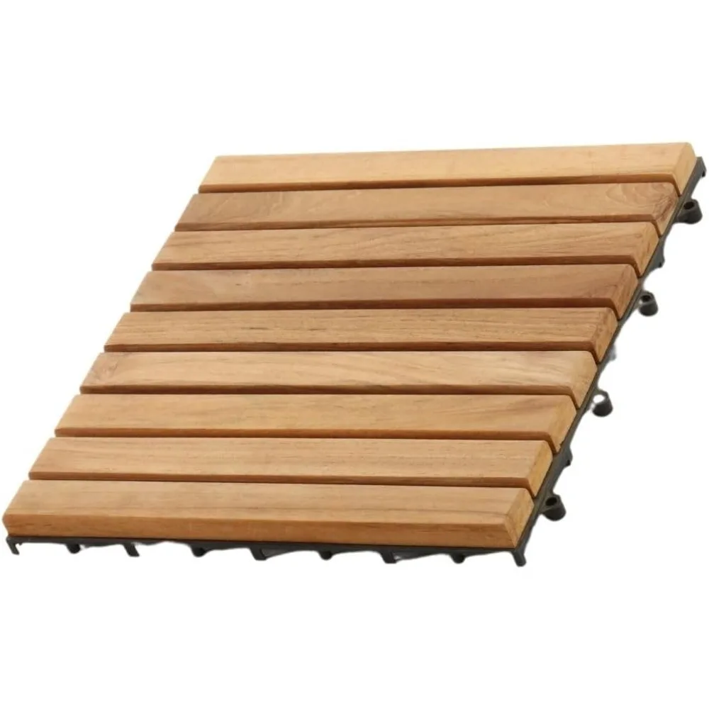 Nordic Style Teak Wood Interlocking Tiles - Wooden Tile Floor Set for Indoor and Outdoor Use - Perfect for Sauna, Patio, Deck
