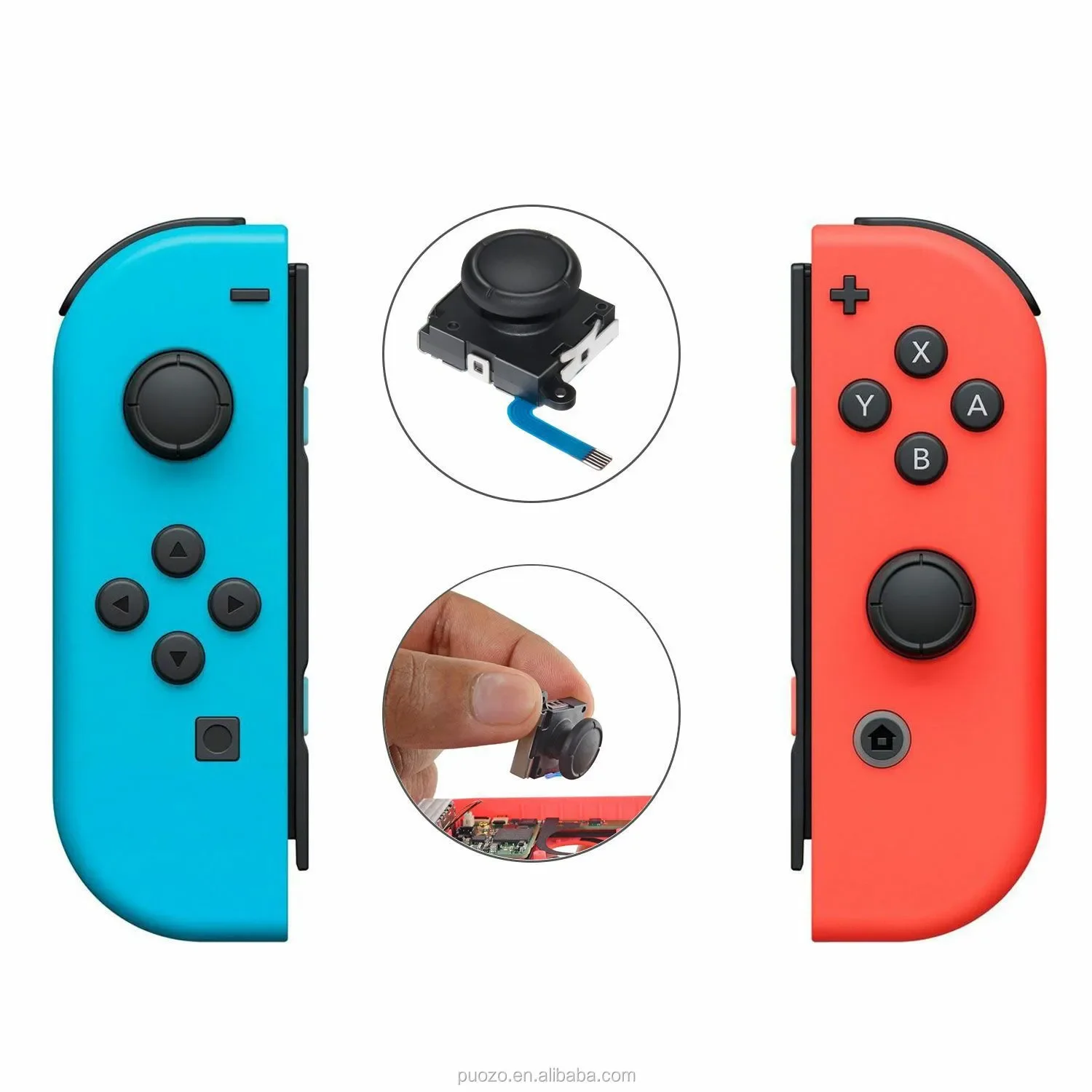 Nin-tendo Switch用オリジナル交換ジョイスティック、3Dジョイスティックアナログサムスティック、Switch Lite Joy-Conコントローラー用修理ツール付き
