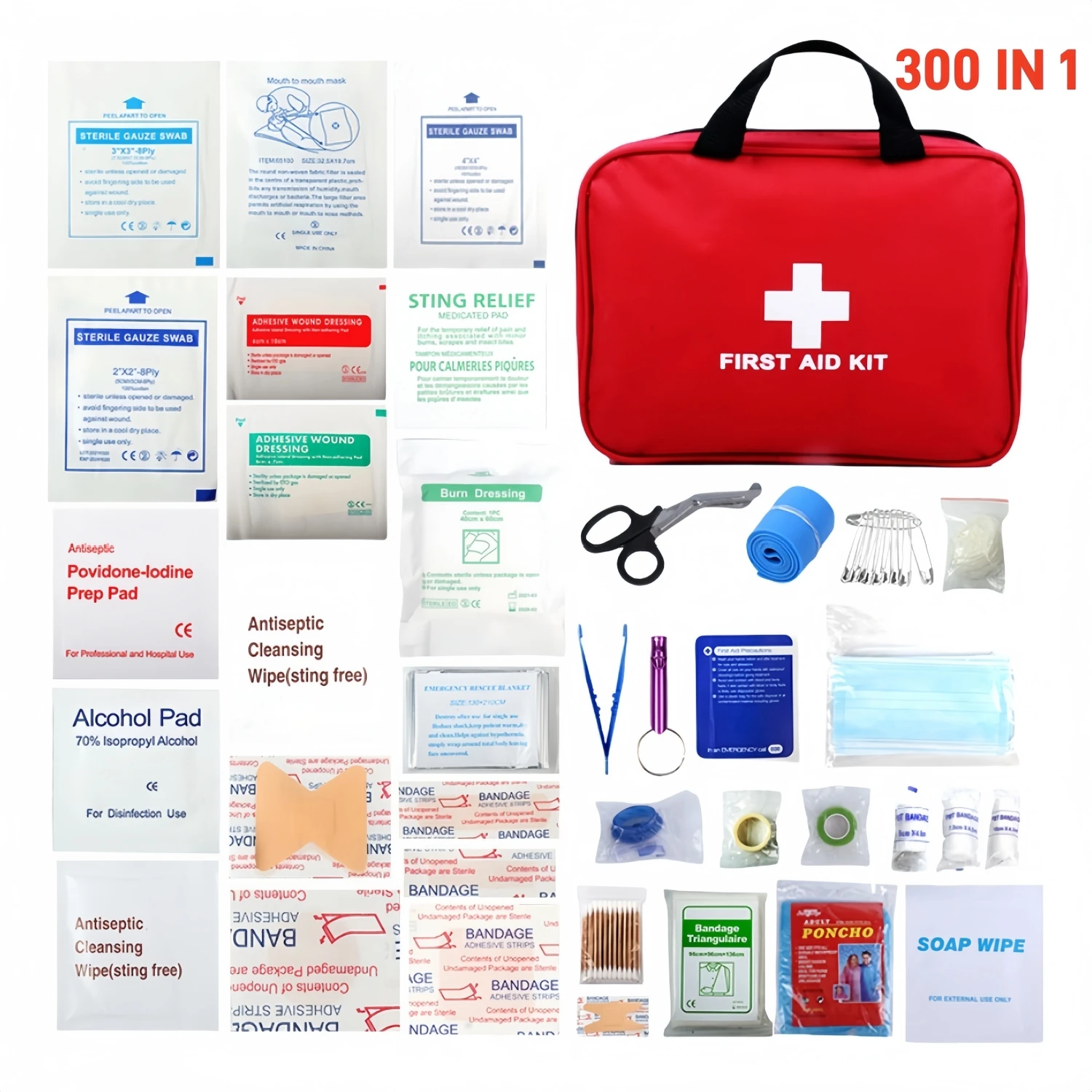 Tragbares 16–300-teiliges Notfall-Überlebensset, Erste-Hilfe-Set für Medikamente, Outdoor, Camping, Wandern, medizinische Tasche, Notfall-Handtasche