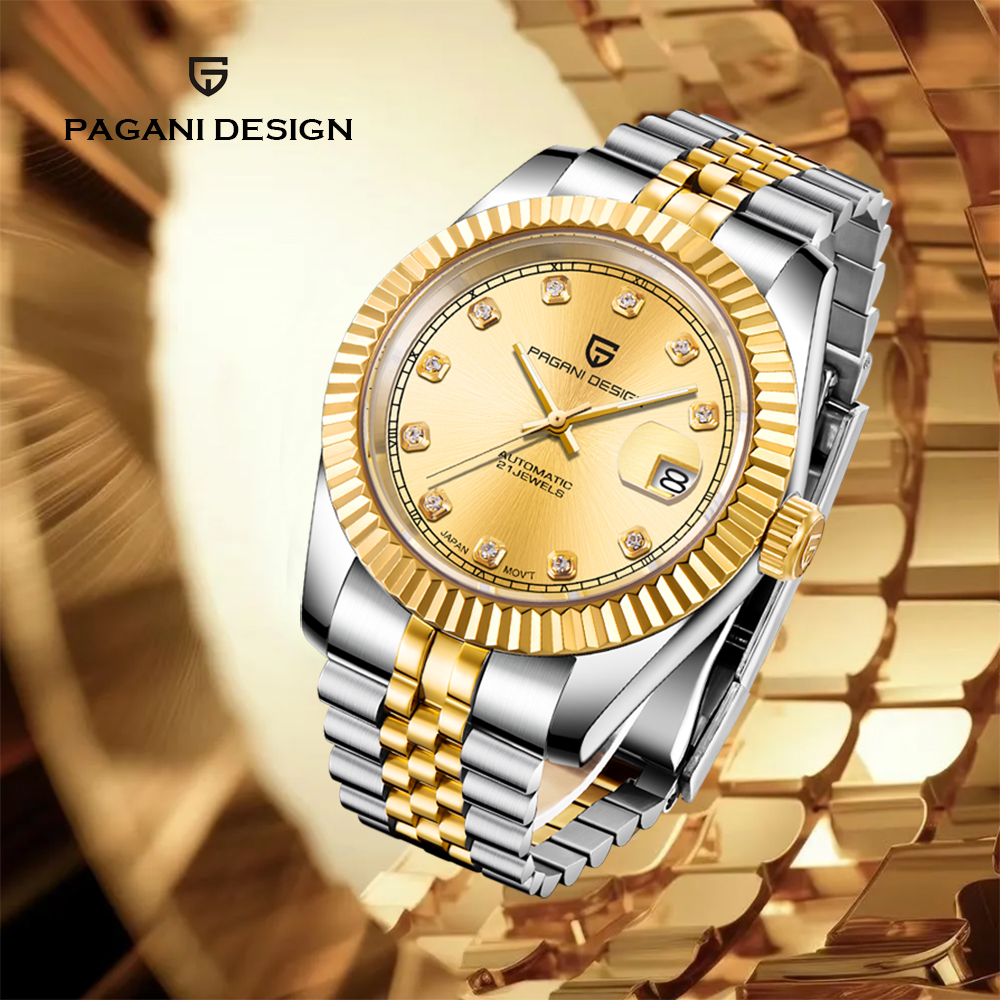 PAGANI DESIGN Man Automatisch Horloge Topmerk Luxe Mechanisch Horloge Roestvrij Staal 100M Waterdicht Horloge Mannen Klok Reloj Hombre