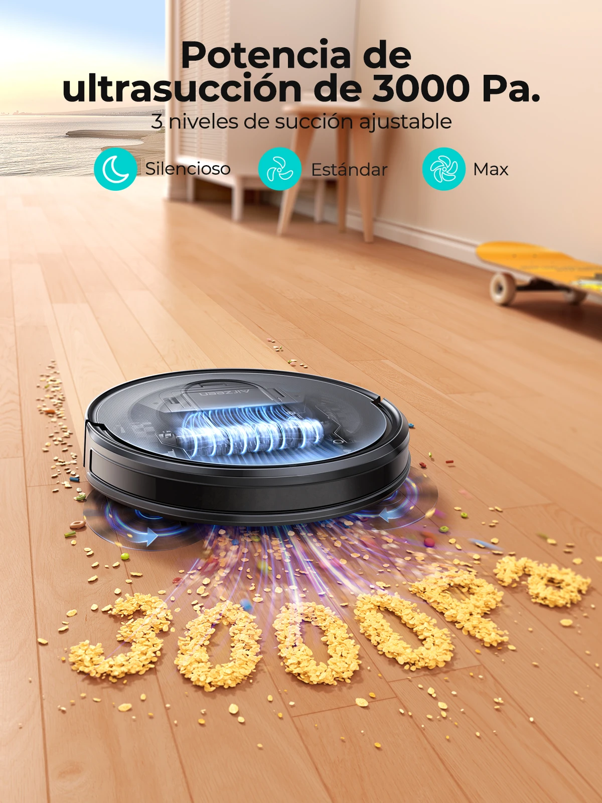 Honiture Airzeen Robot Aspirador, Robot Aspirador y Fregasuelos 3000pa, Aspira, Barre y Mopa 3 en 1,Compatible con Alexa,App, Limpieza Programada, Recarga automática,Ideal para Pelo de Mande Mascotas, Alfombras y Suelo