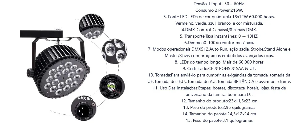 Stop aluminium LED Par 18x18W RGBWA + światła UV 6w1 oświetlenie LED DMX512 światło dyskotekowe profesjonalny sprzęt sceniczny dla DJ-ów szybka wysyłka