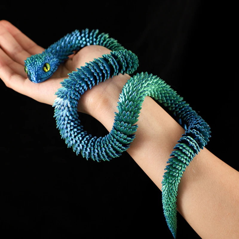 3D Printed Snake Movable Joint Fidget Toy Figurine Simulation Snake Office Desktop Ornament Gifts Crafts Figurines Miniatures