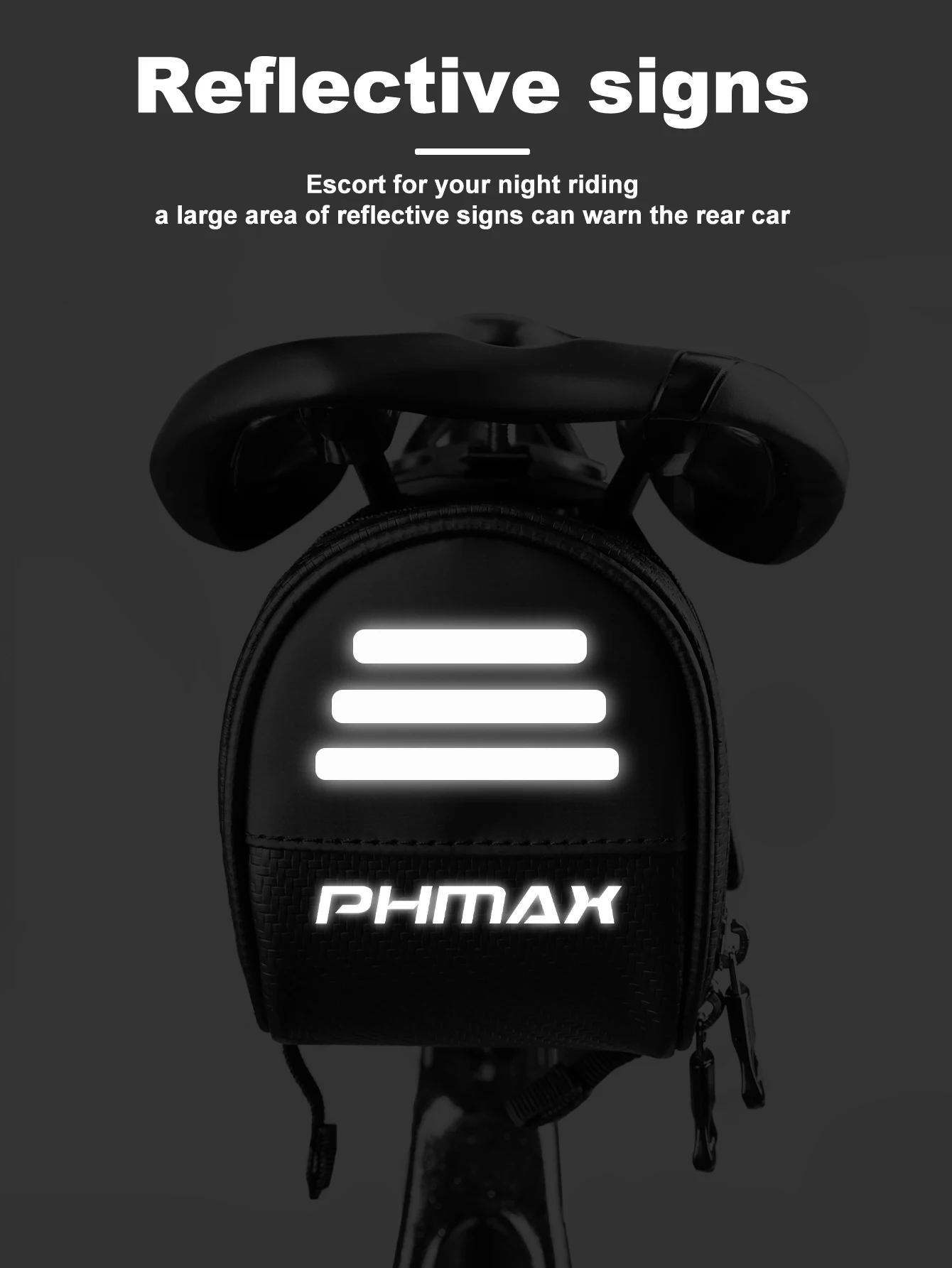 PHMAX กระเป๋าอานจักรยานสะท้อนแสงความจุขนาดใหญ่กันน้ําจักรยานเสือภูเขาจักรยานเสือหมอบอานกระเป๋าอุปกรณ์ขี่จักรยาน
